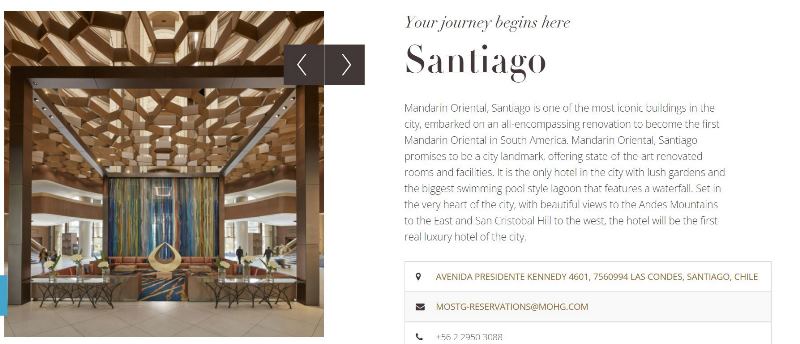 Screenshot Hotel Mandarin Oriental Santiago