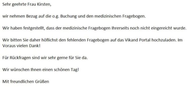 Medizinischer Fragebogen Medizinischer Fragebogen