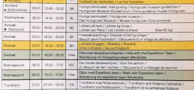 Auswahl und Preise für Hurtigruten AUSFLÜGE Sommer 2023 Hurtigruten Ausflüge an Bord Angebot Preise