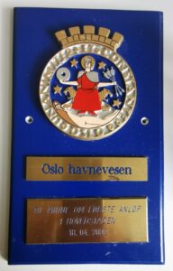 Hafen Plakette Erstanlauf MS Finnmarken Oslo 2002