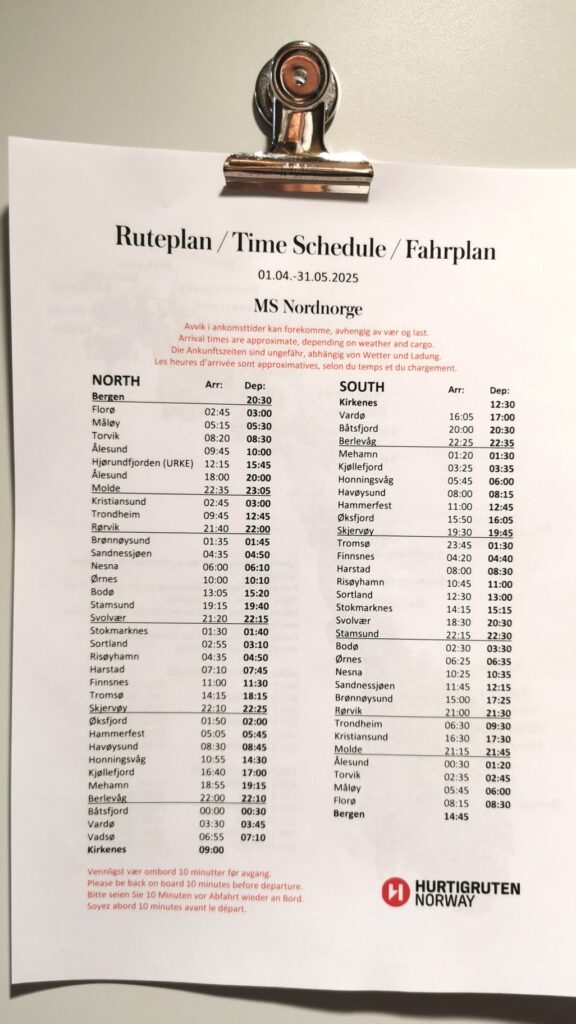 fahrplan ms nordnorge hurtigruten mai 2025