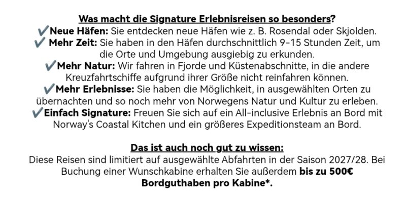 Vorteile Signature Erlebnisreisen Hurtigruten